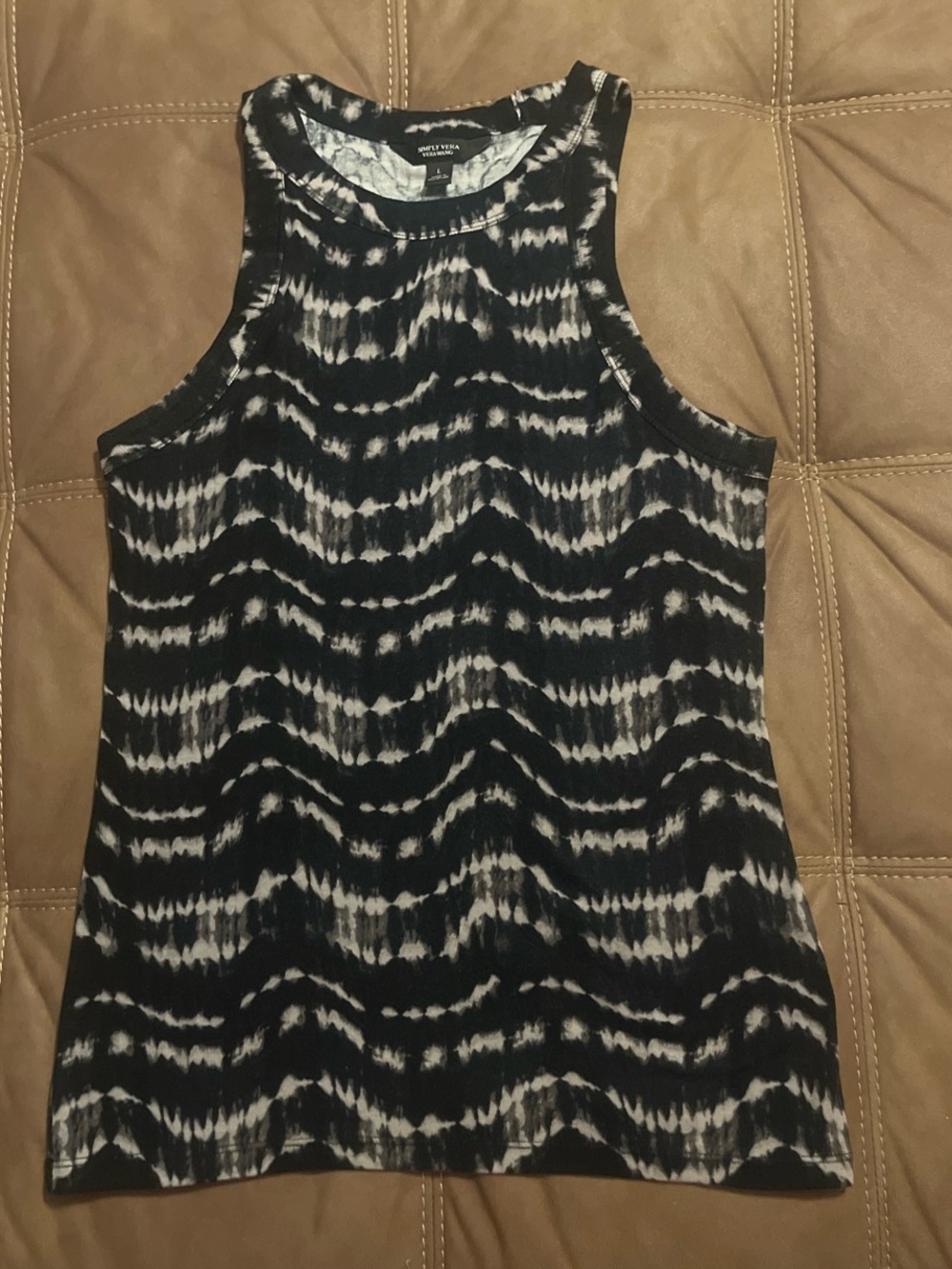 Simply Vera Vera Wang Black & White Tie-Dye Tank